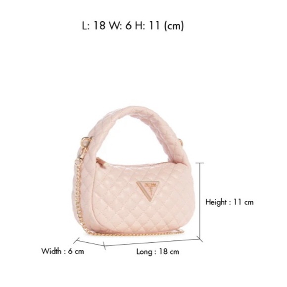 Guess Rianee Quilt Mini Hobo Bag. Blush Pink. 7in L × 4.5in H x 2.5in W. NWOT - Picture 4 of 13